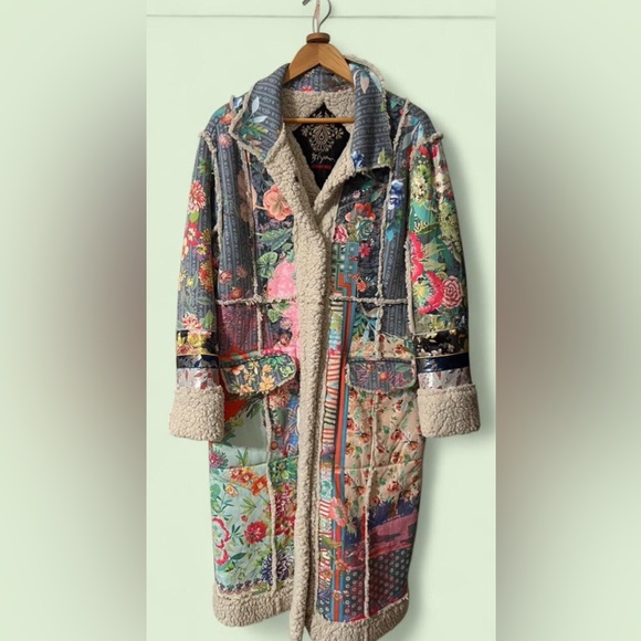 Johnny Was Biya Dreamer Patchwork Fleece Trim Jacket - Picture 6 of 9